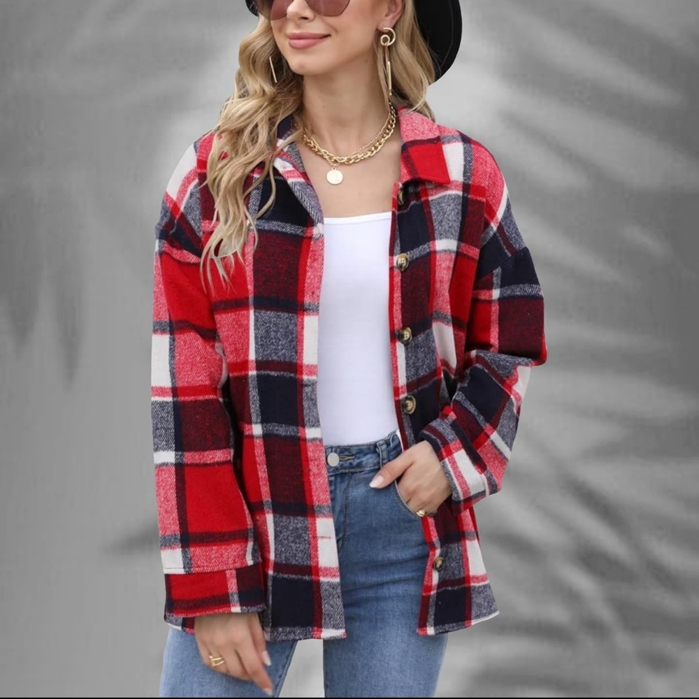 *AUTOMET*🕶️ red flannel shacket XL